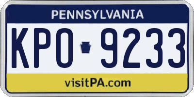 PA license plate KPO9233