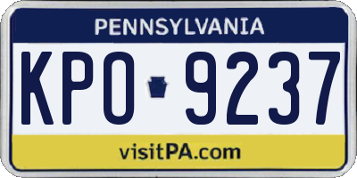 PA license plate KPO9237