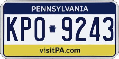 PA license plate KPO9243