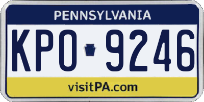 PA license plate KPO9246