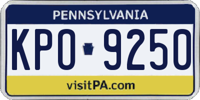 PA license plate KPO9250