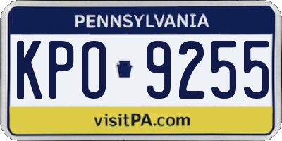 PA license plate KPO9255