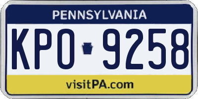 PA license plate KPO9258