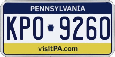 PA license plate KPO9260