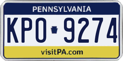 PA license plate KPO9274