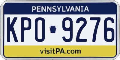 PA license plate KPO9276