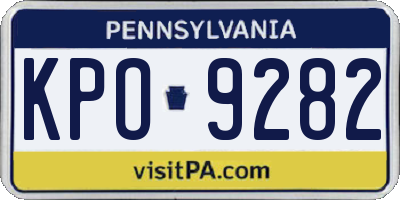 PA license plate KPO9282
