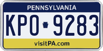 PA license plate KPO9283