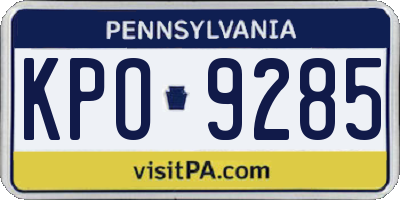 PA license plate KPO9285