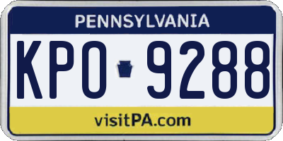 PA license plate KPO9288