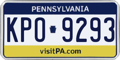 PA license plate KPO9293