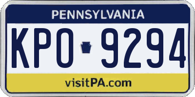 PA license plate KPO9294