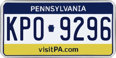PA license plate KPO9296