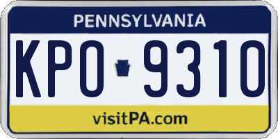 PA license plate KPO9310
