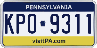 PA license plate KPO9311