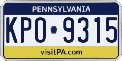 PA license plate KPO9315