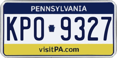 PA license plate KPO9327