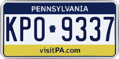 PA license plate KPO9337