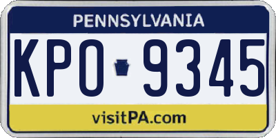 PA license plate KPO9345