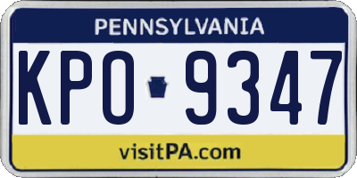 PA license plate KPO9347