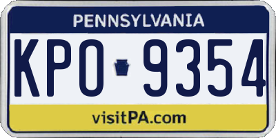 PA license plate KPO9354