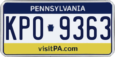 PA license plate KPO9363