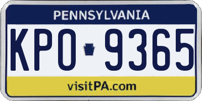 PA license plate KPO9365