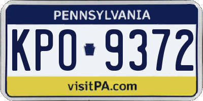 PA license plate KPO9372