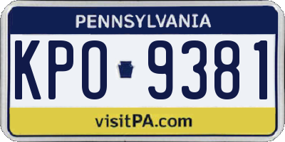 PA license plate KPO9381