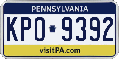 PA license plate KPO9392