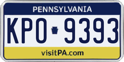 PA license plate KPO9393