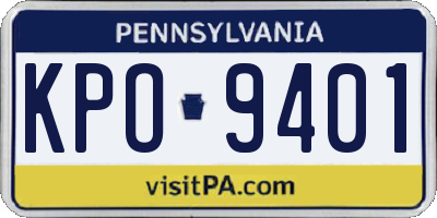 PA license plate KPO9401
