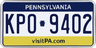 PA license plate KPO9402