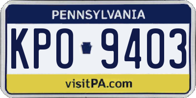PA license plate KPO9403