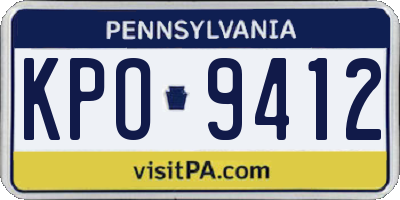 PA license plate KPO9412