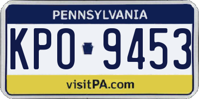 PA license plate KPO9453