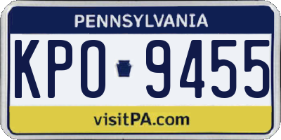 PA license plate KPO9455