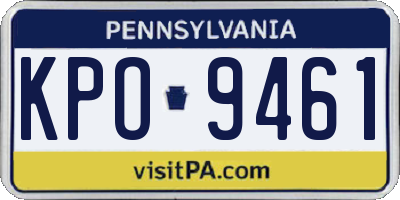 PA license plate KPO9461