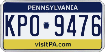 PA license plate KPO9476