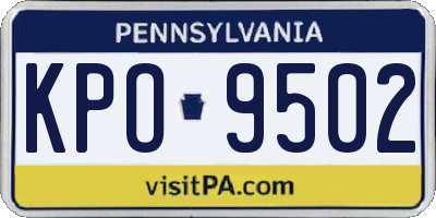 PA license plate KPO9502