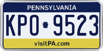 PA license plate KPO9523