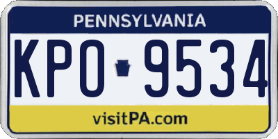 PA license plate KPO9534