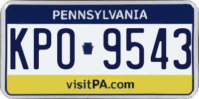 PA license plate KPO9543