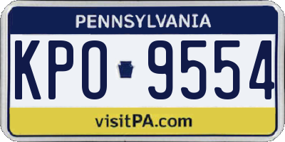 PA license plate KPO9554
