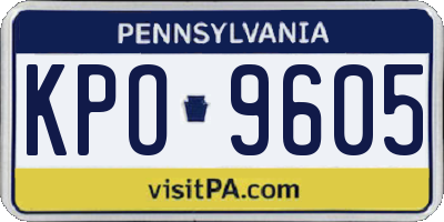 PA license plate KPO9605