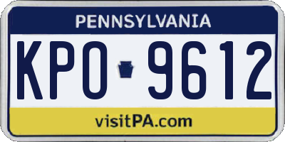 PA license plate KPO9612