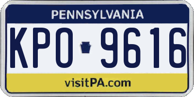PA license plate KPO9616