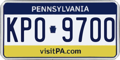 PA license plate KPO9700