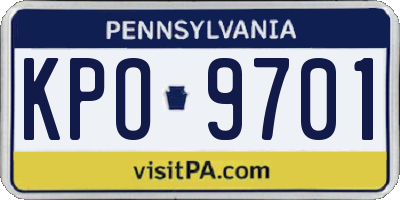 PA license plate KPO9701