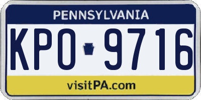 PA license plate KPO9716